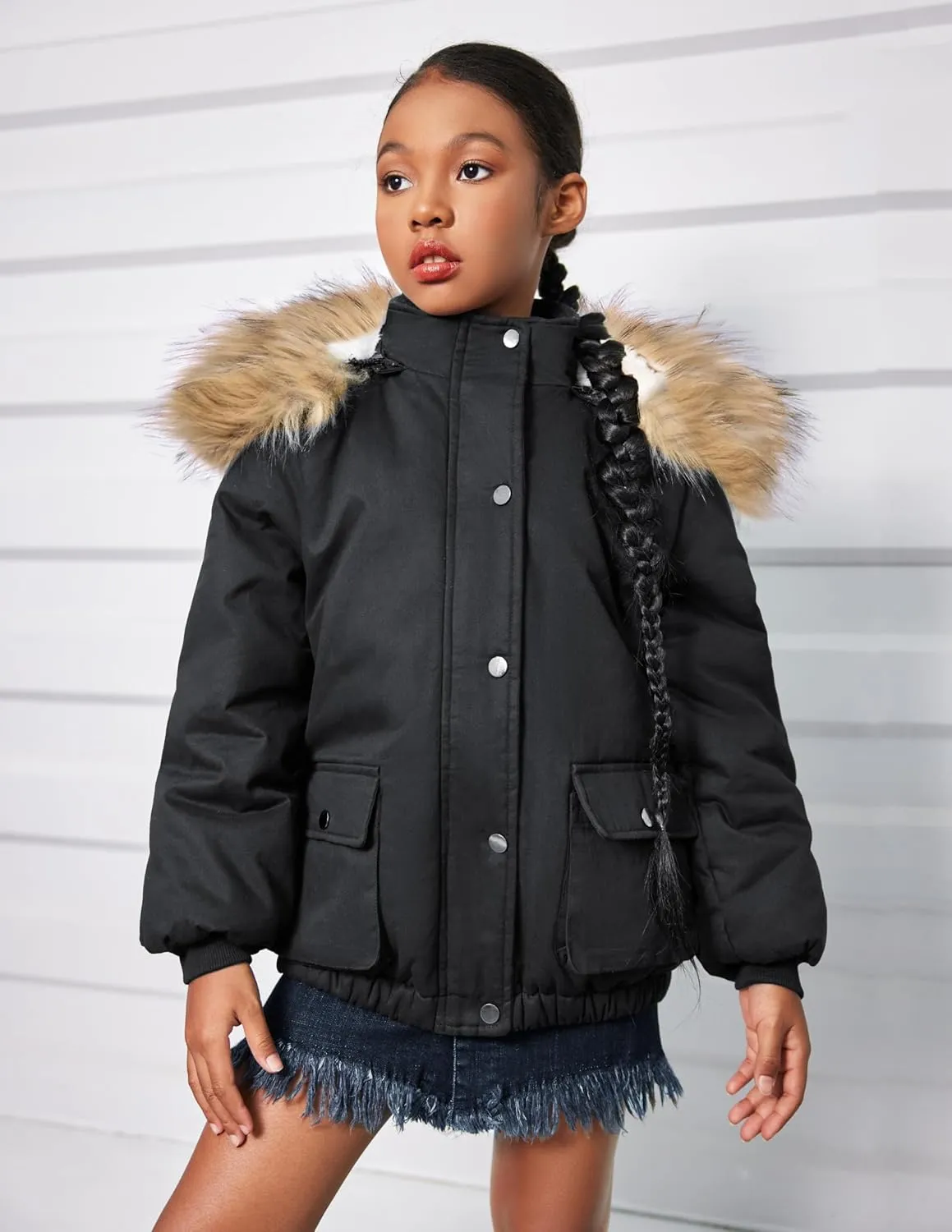 Arshiner Kids Girls Winter Coats Warm Thick Padded Hooded Fleece Lined Puffer Parka Jacket