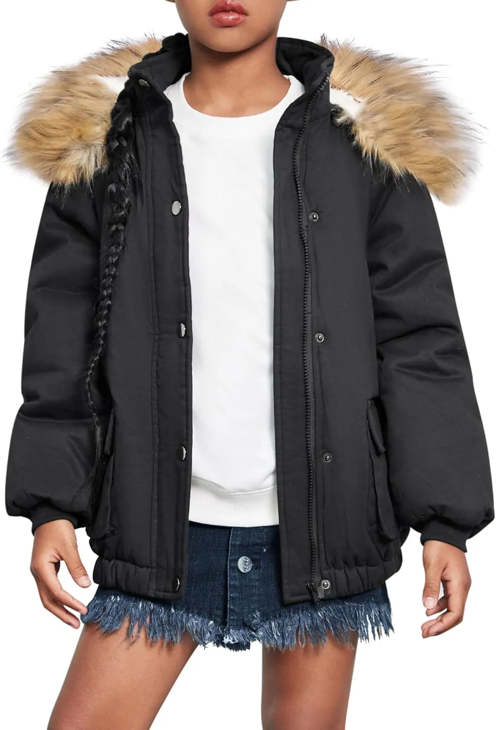 Arshiner Kids Girls Winter Coats Warm Thick Padded Hooded Fleece Lined Puffer Parka Jacket