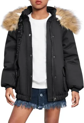 Arshiner Kids Girls Winter Coats Warm Thick Padded Hooded Fleece Lined Puffer Parka Jacket