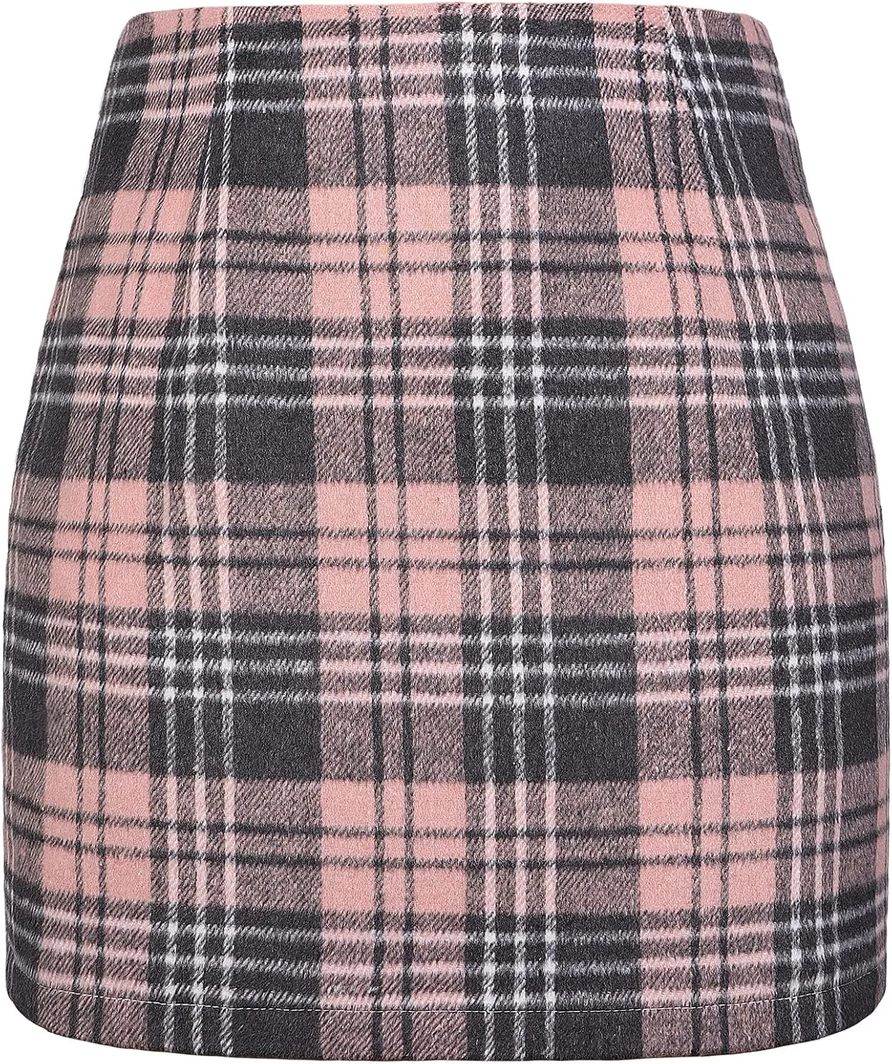 ATHX Women's High Waist Plaid Mini Skirts Fall Winter Wool Zipper Bodycon A Line Pencil Skirt Wrap Short Skirt for Women