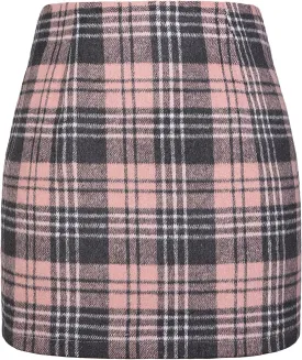 ATHX Women's High Waist Plaid Mini Skirts Fall Winter Wool Zipper Bodycon A Line Pencil Skirt Wrap Short Skirt for Women