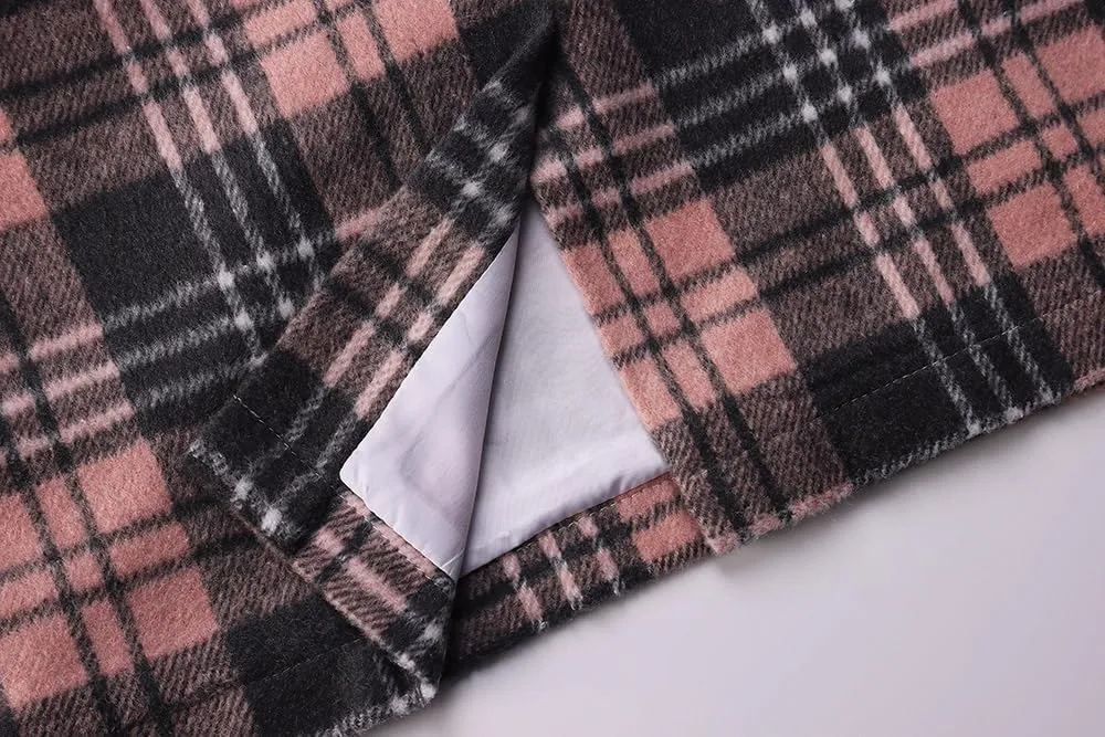 ATHX Women's High Waist Plaid Mini Skirts Fall Winter Wool Zipper Bodycon A Line Pencil Skirt Wrap Short Skirt for Women