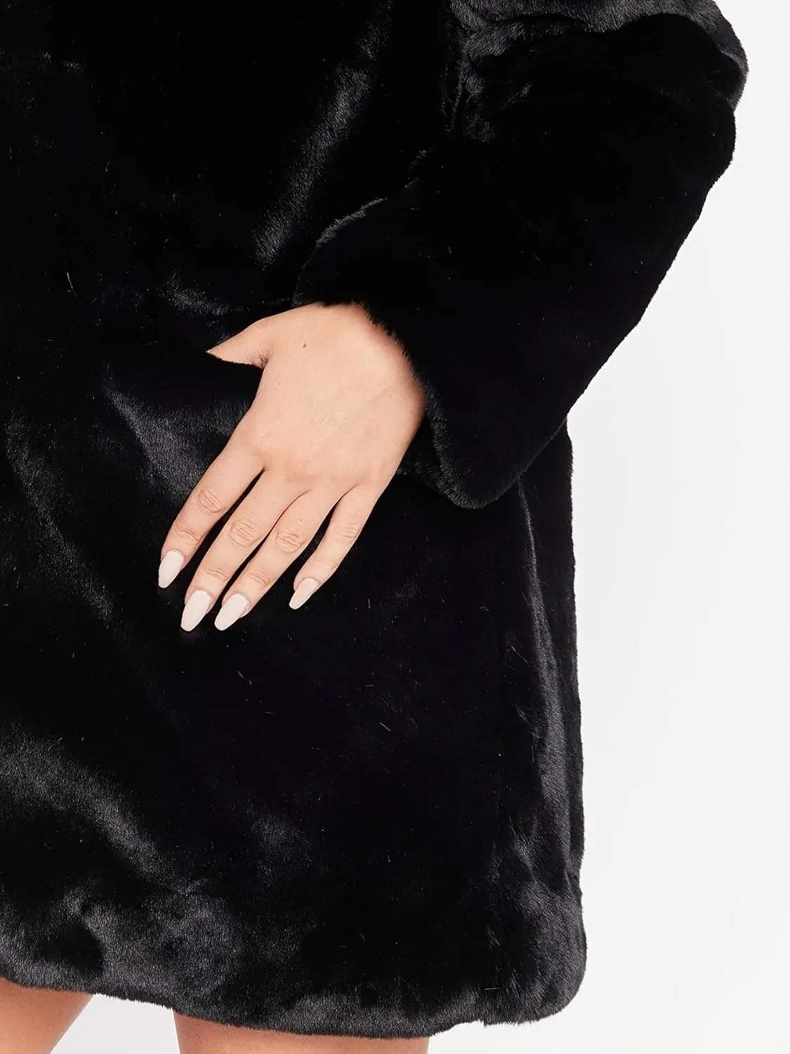 BOGURST Women Winter Faux Fur Fleece Coats Lapel Long Sleeve Snap Fashion Outerwear