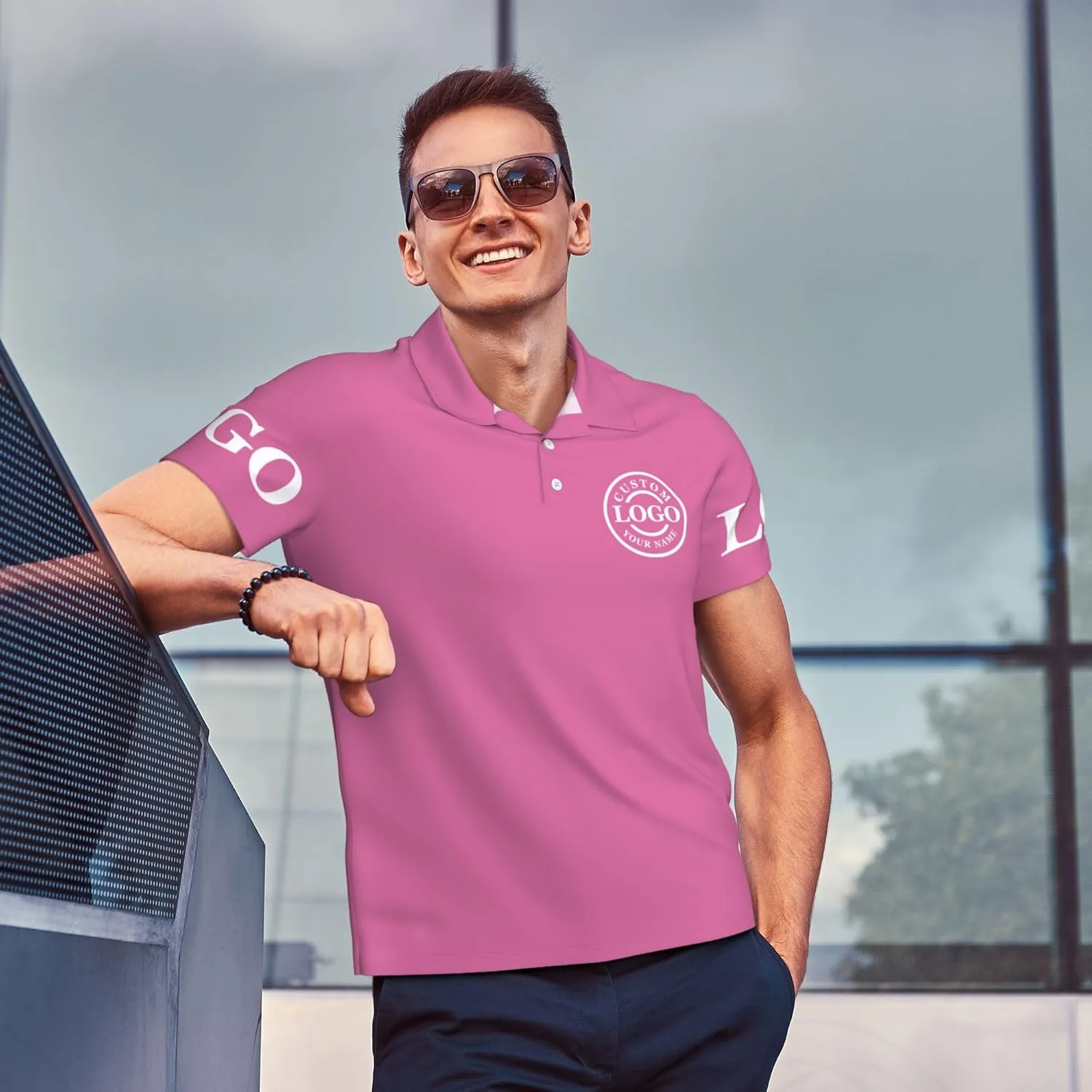 Custom Polo Shirt Add Your Text/Logo/Image Design Your Own Personalized Polo Shirts for Men Women Front Back Sleeve Print