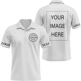 Custom Polo Shirt Add Your Text/Logo/Image Design Your Own Personalized Polo Shirts for Men Women Front Back Sleeve Print