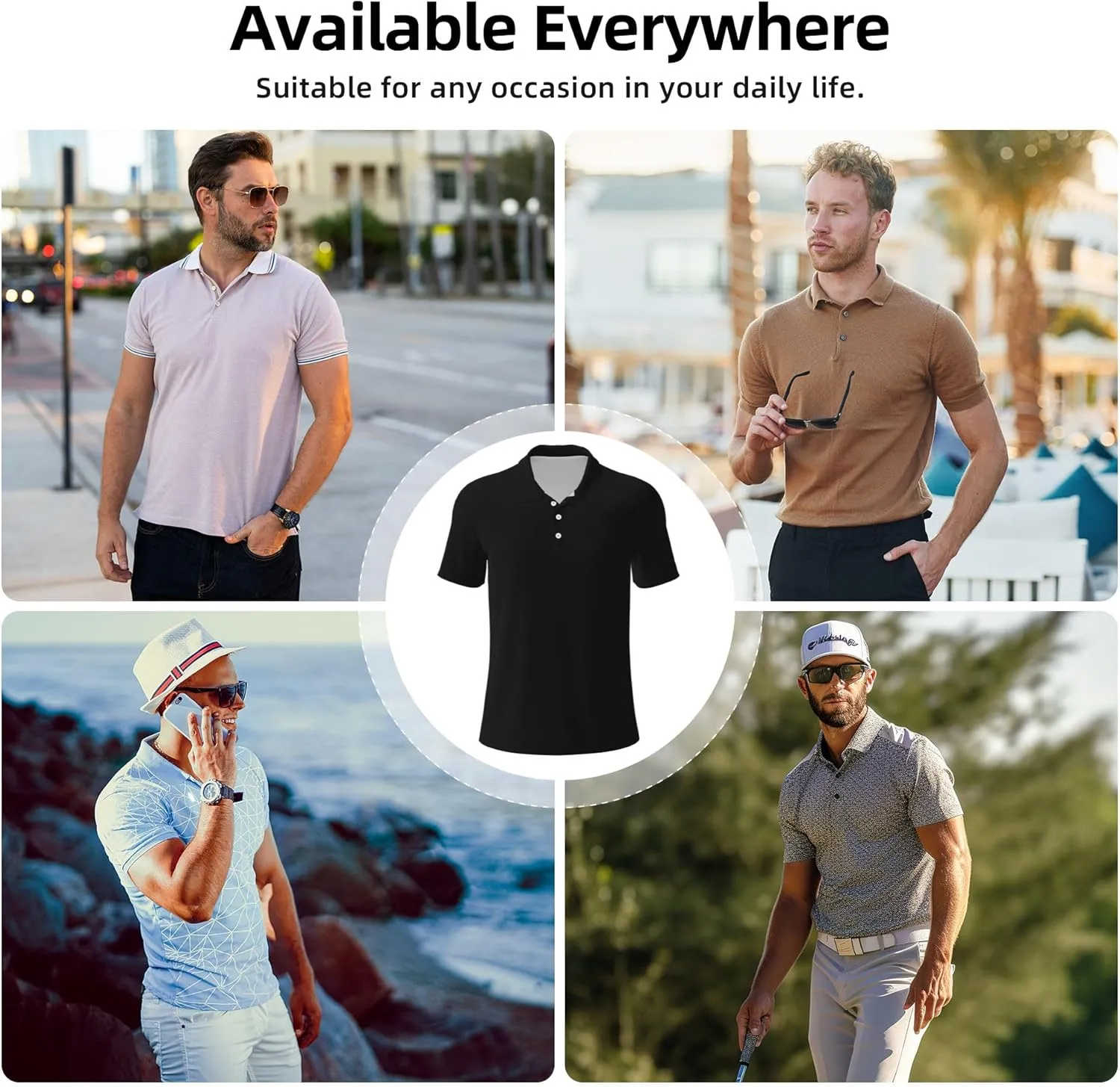 Custom Polo Shirt Add Your Text/Logo/Image Design Your Own Personalized Polo Shirts for Men Women Front Back Sleeve Print