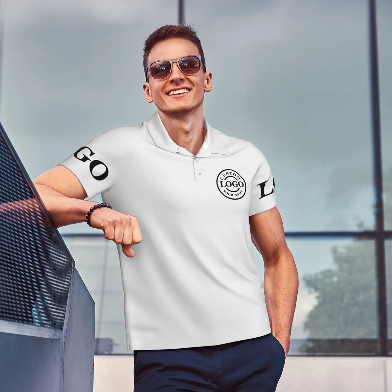 Custom Polo Shirt Add Your Text/Logo/Image Design Your Own Personalized Polo Shirts for Men Women Front Back Sleeve Print