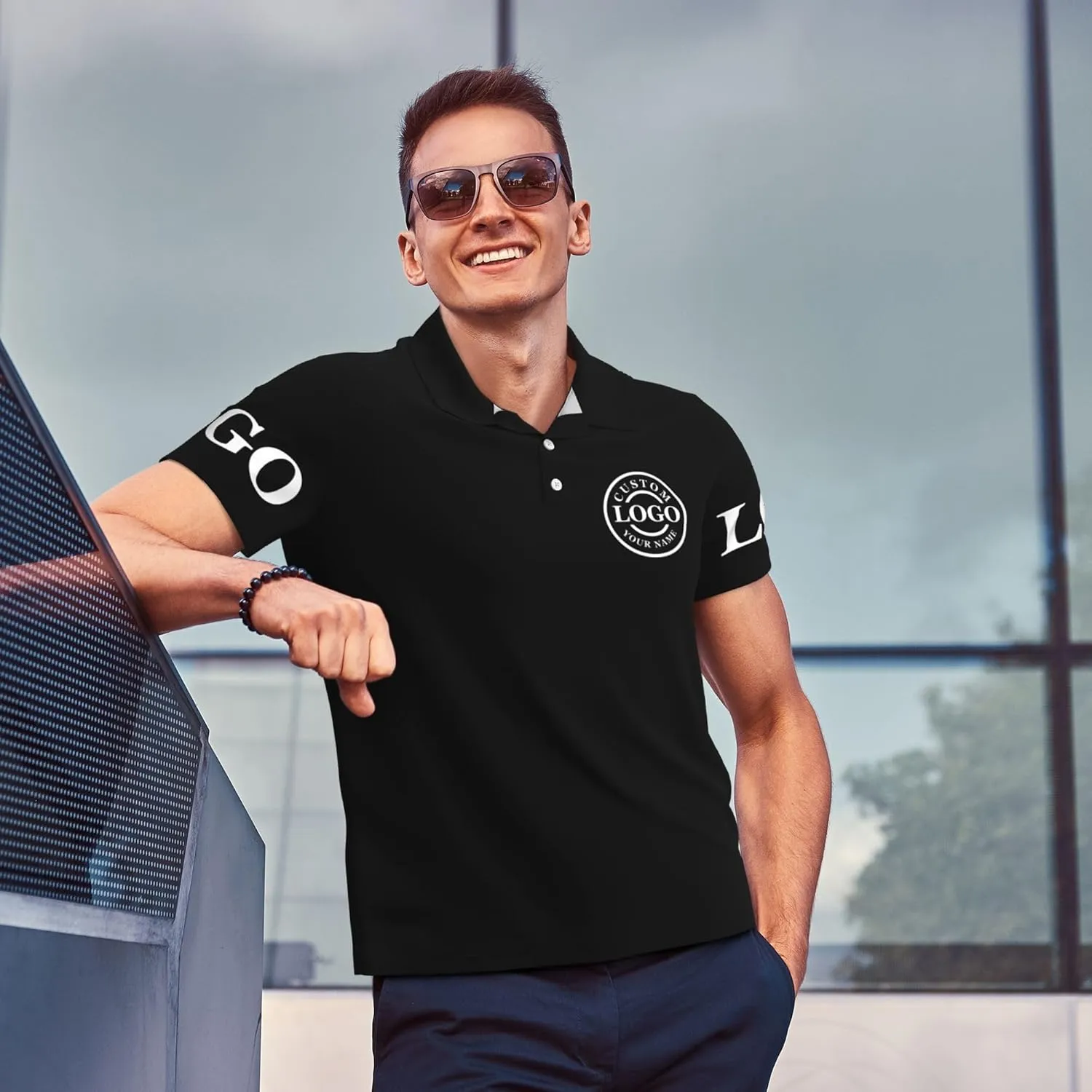 Custom Polo Shirt Add Your Text/Logo/Image Design Your Own Personalized Polo Shirts for Men Women Front Back Sleeve Print