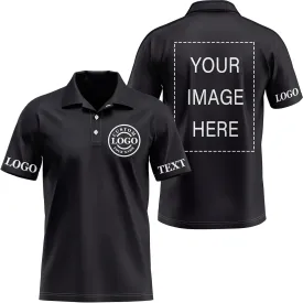 Custom Polo Shirt Add Your Text/Logo/Image Design Your Own Personalized Polo Shirts for Men Women Front Back Sleeve Print