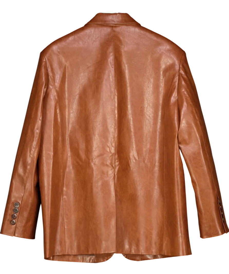 Fabrique Brown X Sinha-stanic Stonham Oversize Blazer In Eco Wax Leather UK S/M