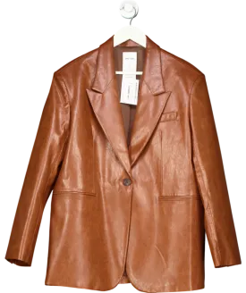 Fabrique Brown X Sinha-stanic Stonham Oversize Blazer In Eco Wax Leather UK S/M