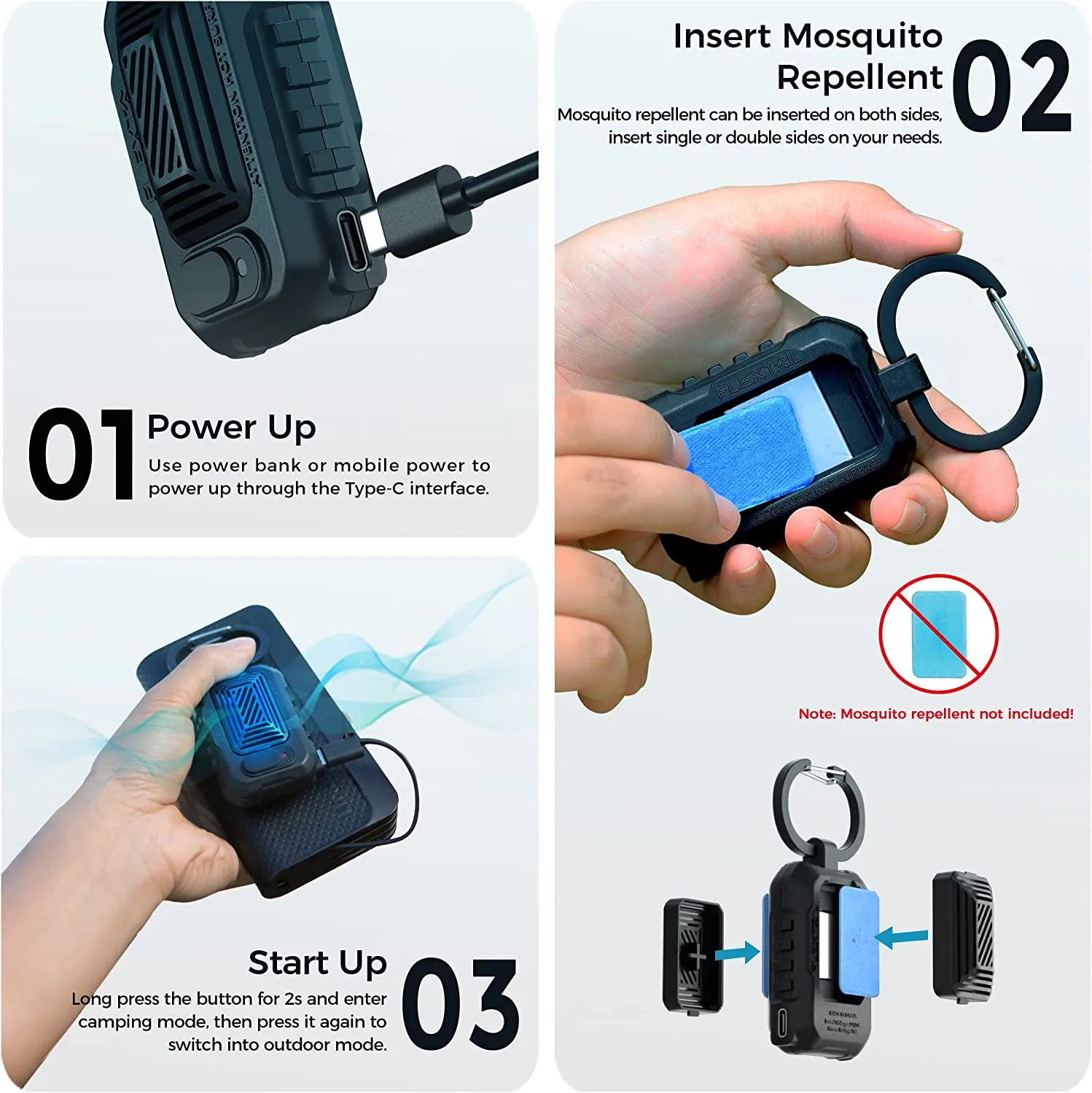 FLEXTAIL Portable Mosquito Repellent: Rechargeable