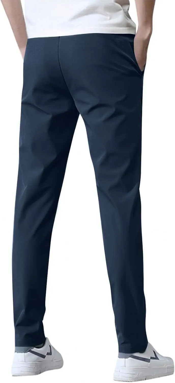 Glide Pants Men Lightweight Pull On Stretch Active Pants Palcomfy Quick Dry Water Resistant Hiking Pant with Pockets