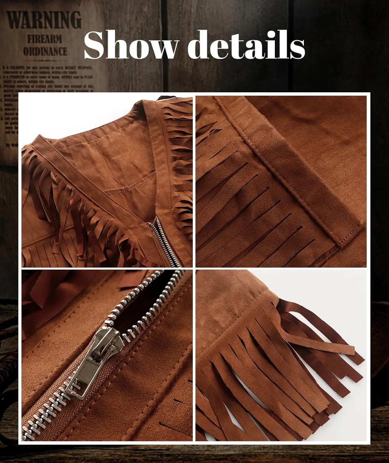 HOMELEX Brown Cowboy Vest for Men - Adult Halloween Leather Western Outfit Costume Accessories