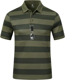 MoFiz Men's Athletic Polo Shirts Lightweight Quick Dry Fit Polo Golf Summer Camo/Stripe T-Shirts for Mens