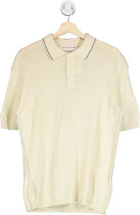 Orlebar Brown Beige Maranon Striped Cotton Polo Shirt UK M