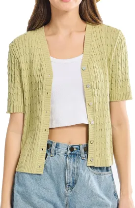 Simple&Opulence Womens Summer Cardigans V Neck Cooling Sweater Lightweight Open Front Button Shrugs Knit Top Jackets