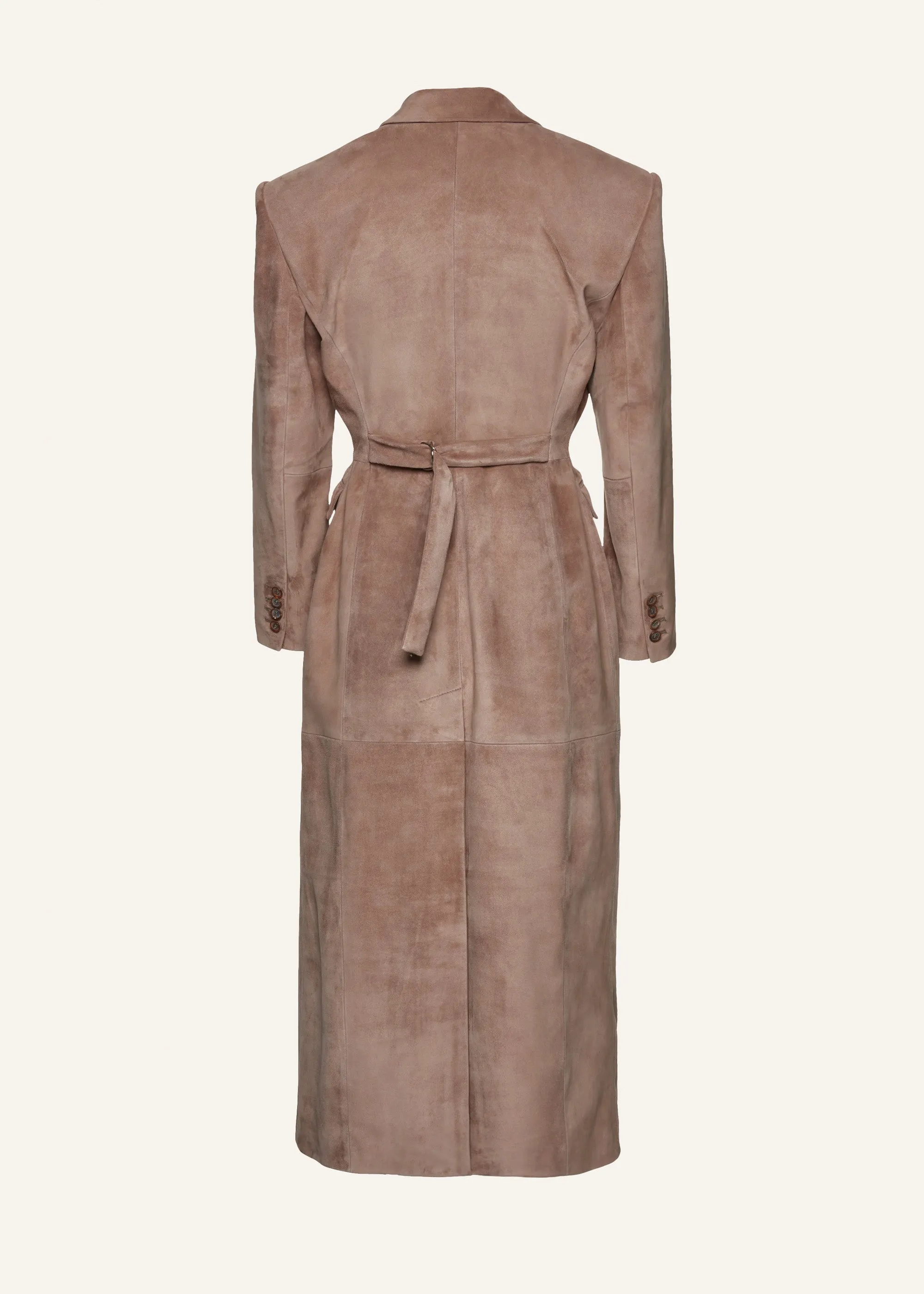 Suede hourglass coat in brown