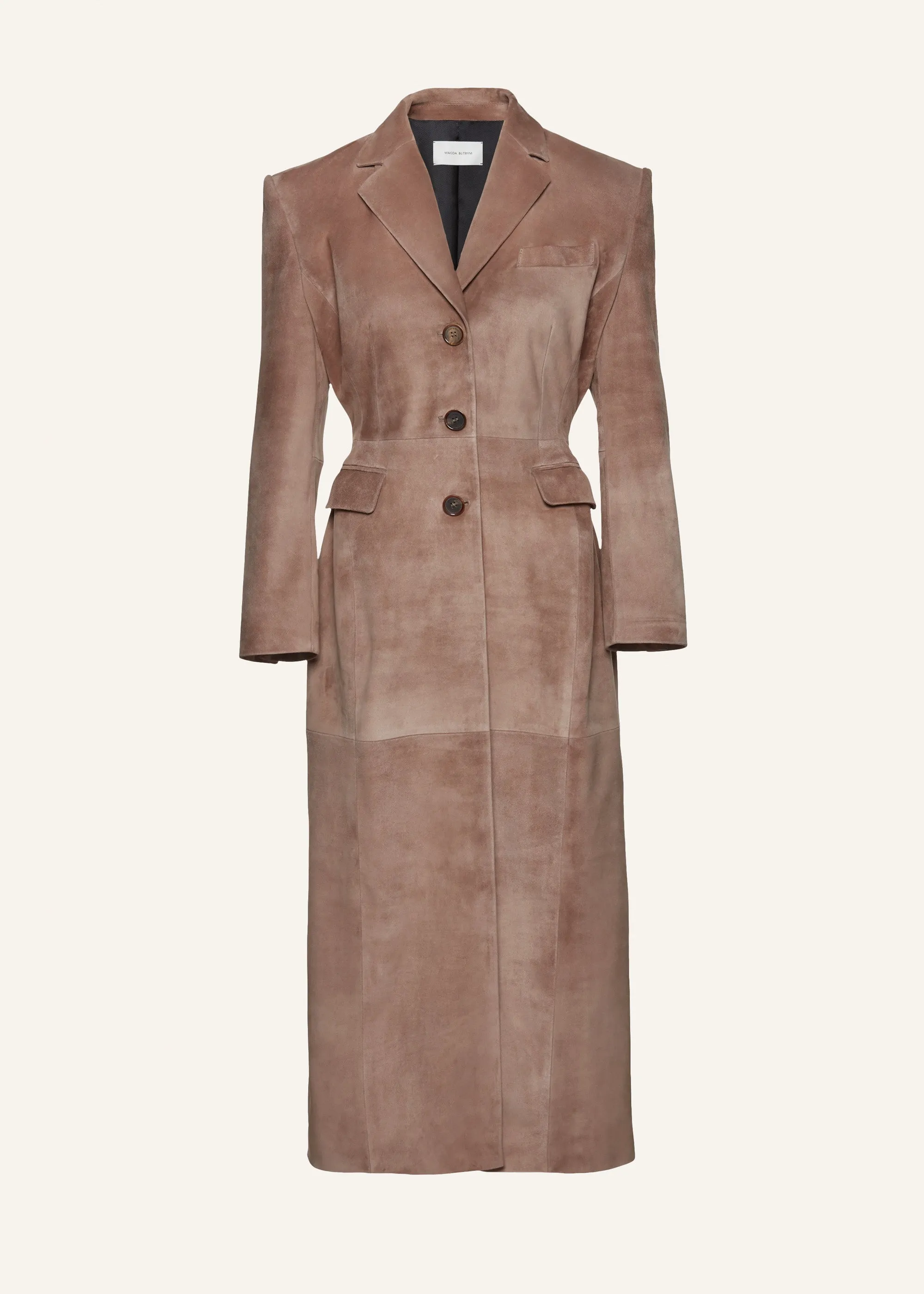 Suede hourglass coat in brown