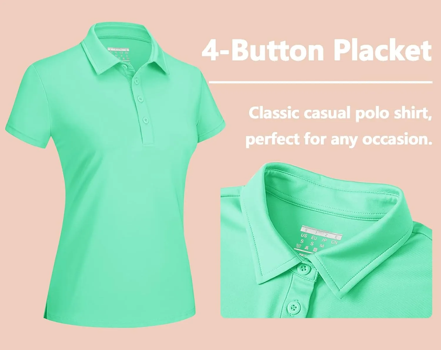 TACVASEN Women's Golf Polo Shirts Short Sleeve UPF 50  Sun Protection Golf Shirts for Women Quick Dry Collared Polos