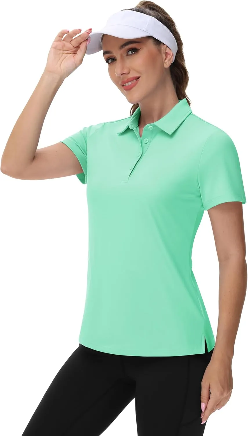 TACVASEN Women's Golf Polo Shirts Short Sleeve UPF 50  Sun Protection Golf Shirts for Women Quick Dry Collared Polos