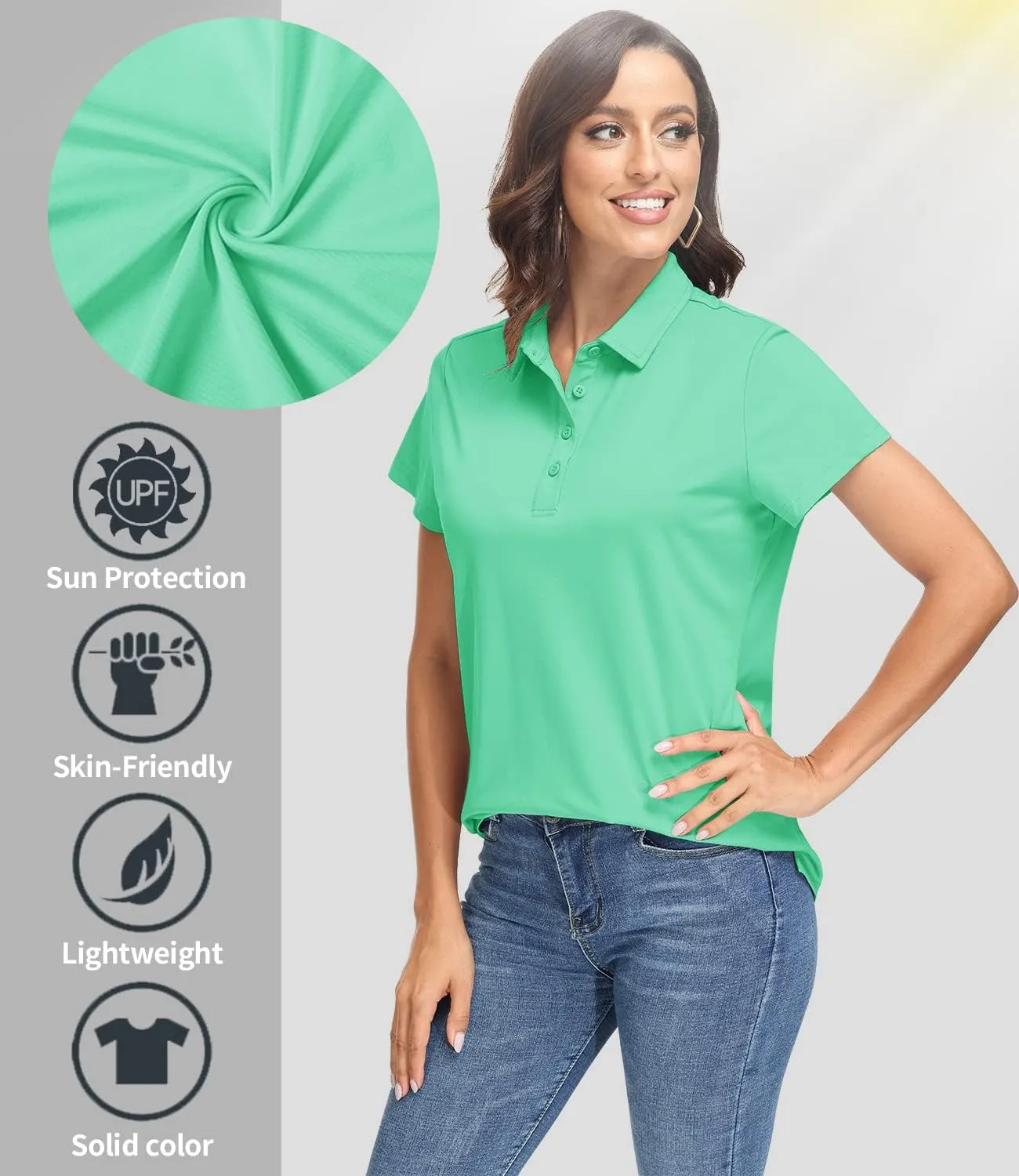 TACVASEN Women's Golf Polo Shirts Short Sleeve UPF 50  Sun Protection Golf Shirts for Women Quick Dry Collared Polos