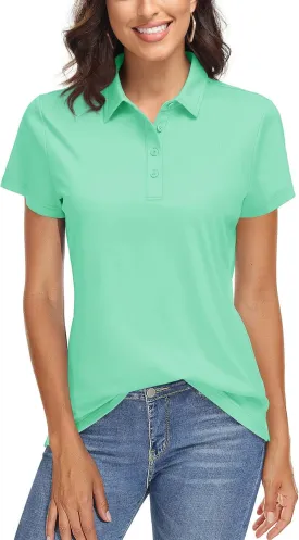 TACVASEN Women's Golf Polo Shirts Short Sleeve UPF 50  Sun Protection Golf Shirts for Women Quick Dry Collared Polos