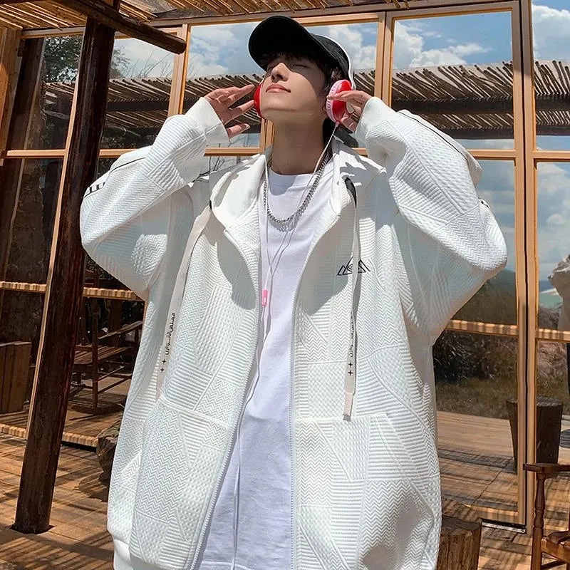 Wiaofellas  -  Male Clothes Hip Hop Oversize Zip Up Hoodies Mens Clothing Hooded Zip-up Kpop Sweatshirts Man Original Brands Harajuku Men's