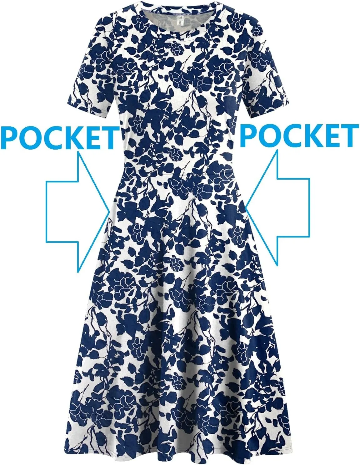 Women's Elegant Vintage Summer Casual Dresses 2025 Floral Print Work Party A-Line Dress with Pockets 262