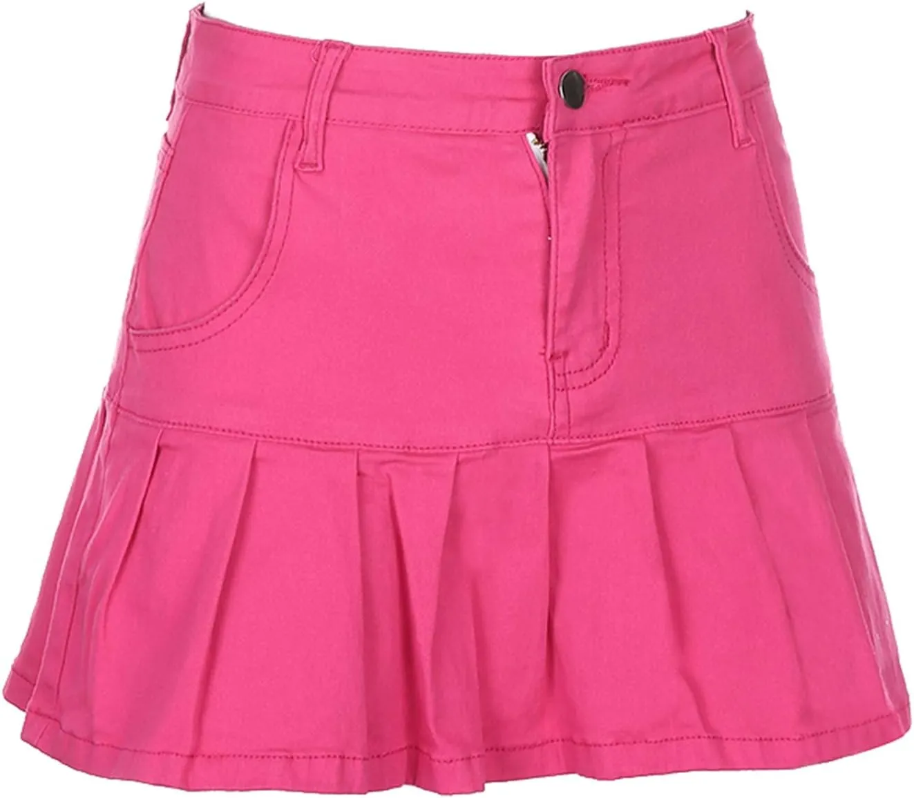 Women's Pleated Ruffle Jean Skirt Casual Girl Y2K A-Line Short Jean Mini Skirts