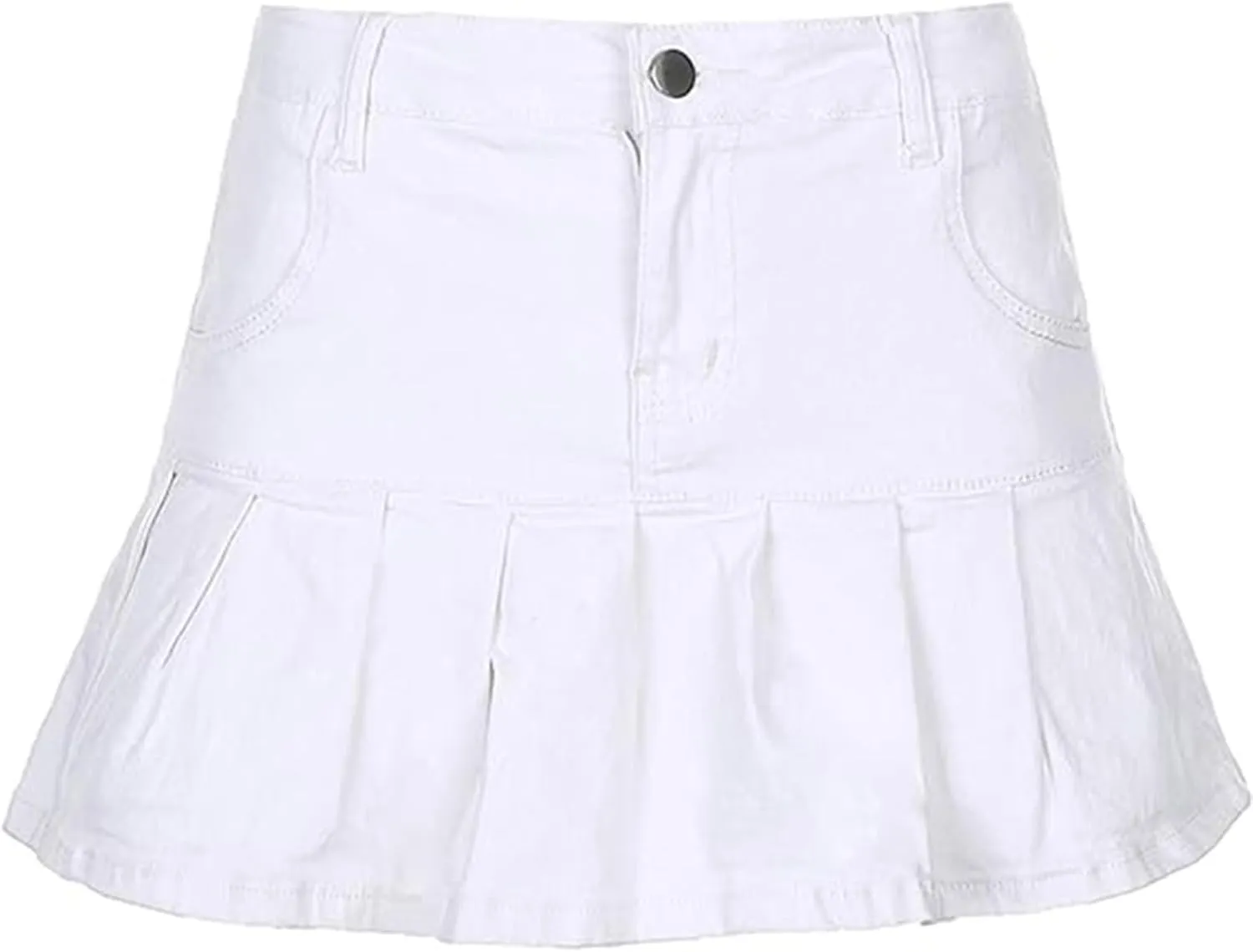 Women's Pleated Ruffle Jean Skirt Casual Girl Y2K A-Line Short Jean Mini Skirts