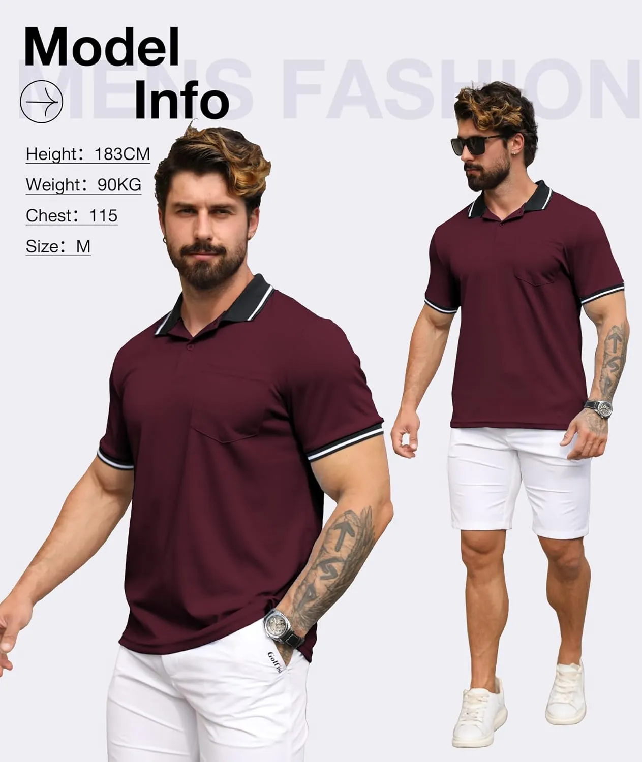 ZITY 3 Pack Men Polo Shirts Short Sleeve with Pocket Sport Wicking Shirts for Men Casual Athletic Collared T-Shirts