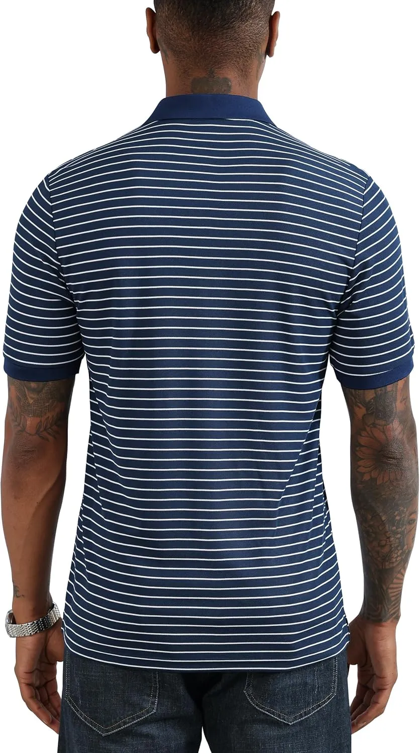 ZTN Men's Polo Shirts Short Sleeve Dry Fit Performance Moisture Wicking Zipper Golf Polo Shirts Striped Daily Casual T-Shirt