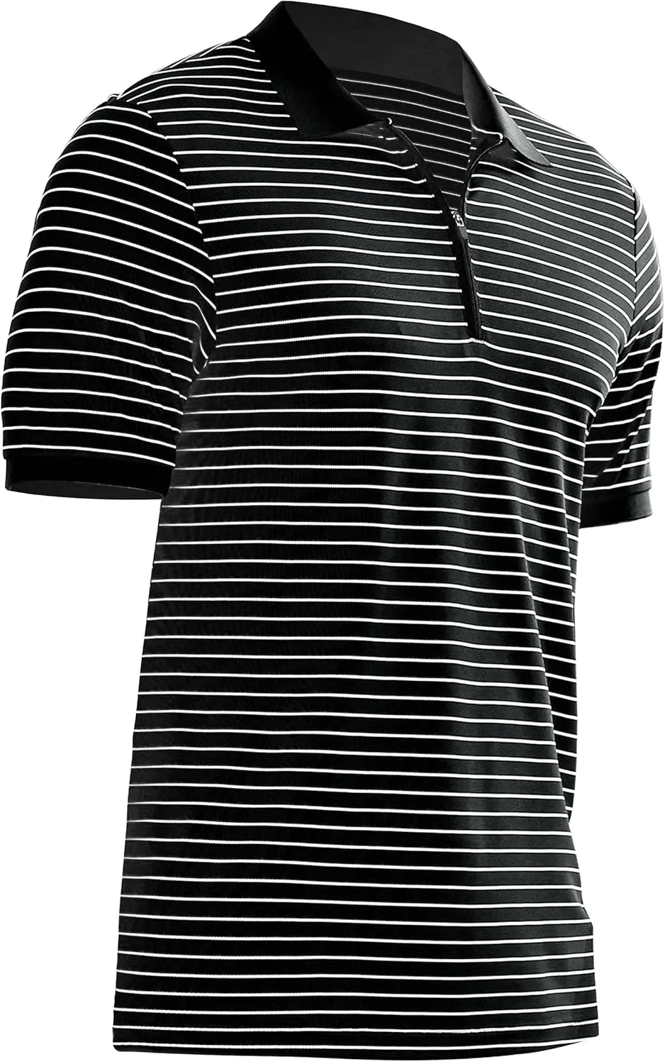ZTN Men's Polo Shirts Short Sleeve Dry Fit Performance Moisture Wicking Zipper Golf Polo Shirts Striped Daily Casual T-Shirt